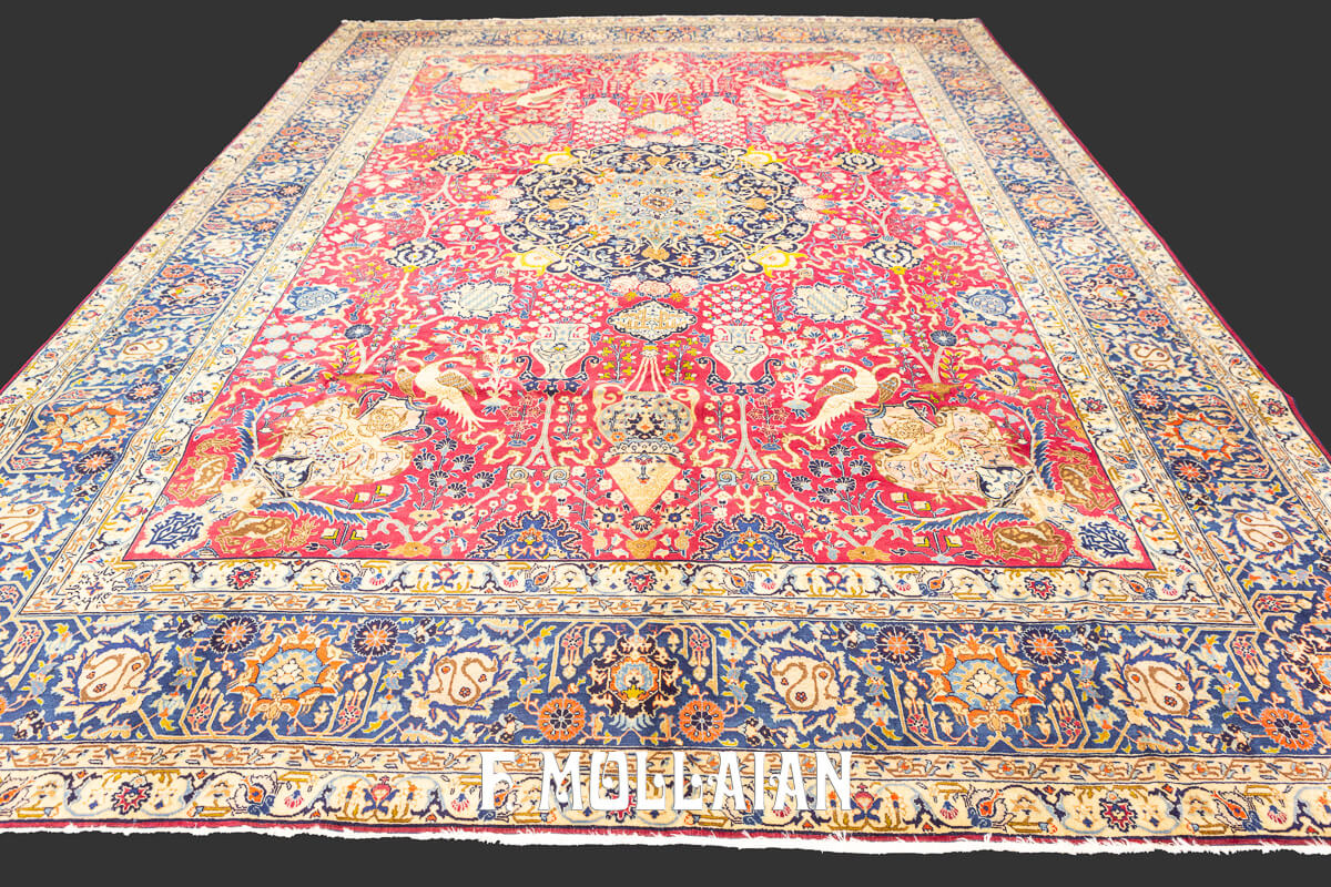 Tabriz Rug Lion Design Crown of King n°:436685